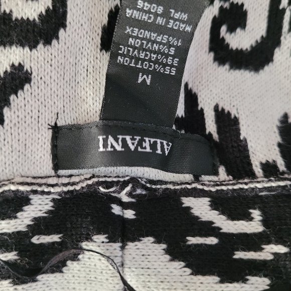 Alfani womens Open Front Cotton Blend Sweater Black/White Print Size M - Picture 8 of 8